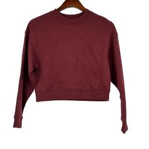 NAADAM Maroon Cropped Crewneck Sweatshirt